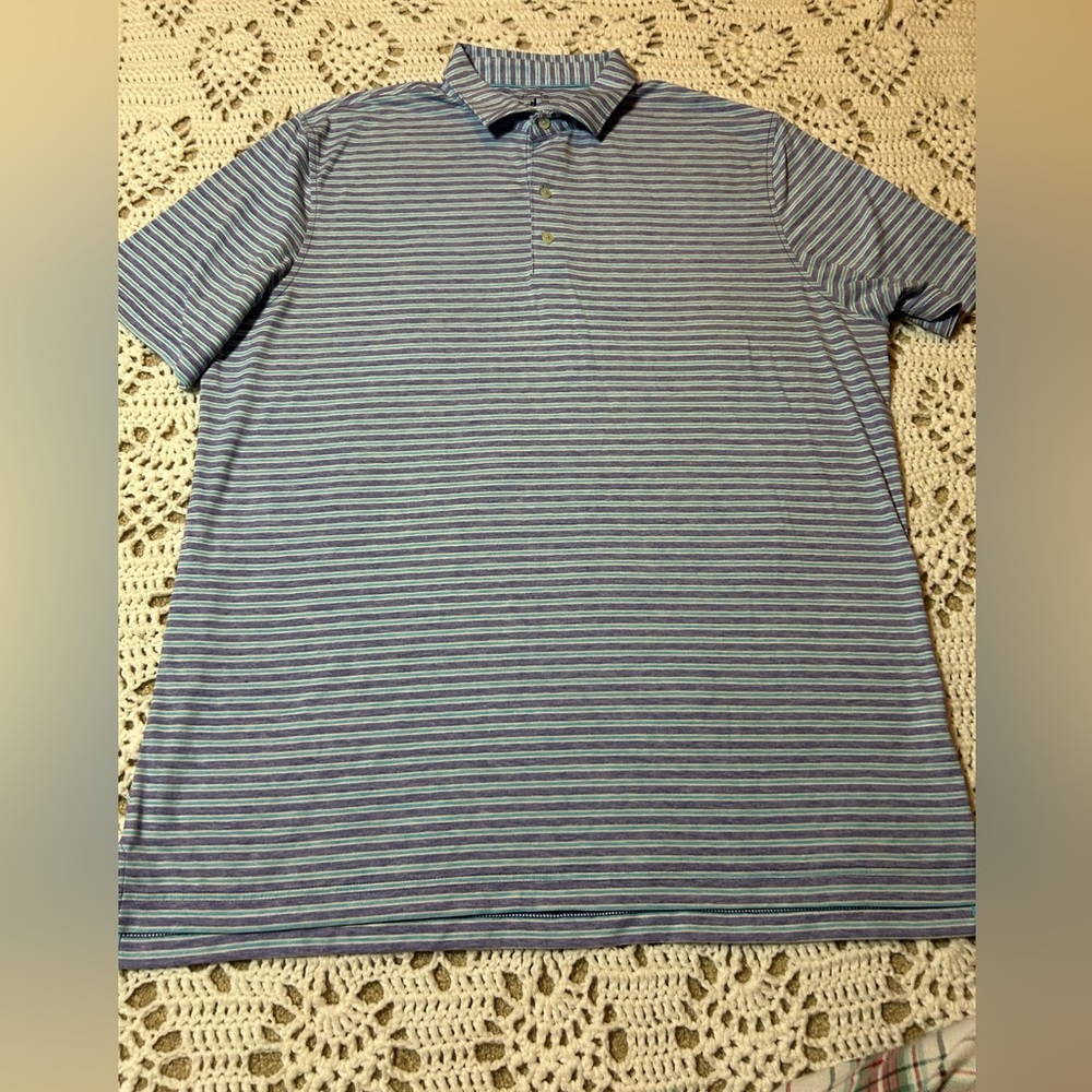 Johnnie-0 Polo Shirt Top Shelf  Men’s XL Striped Blue